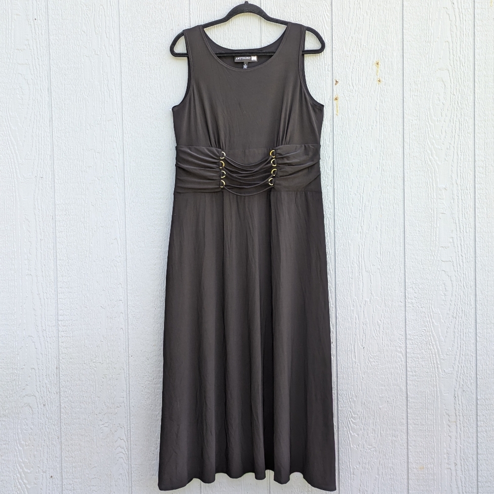 Antthony Lace‎ Up Corset Front A-line Midi Dress Black Large